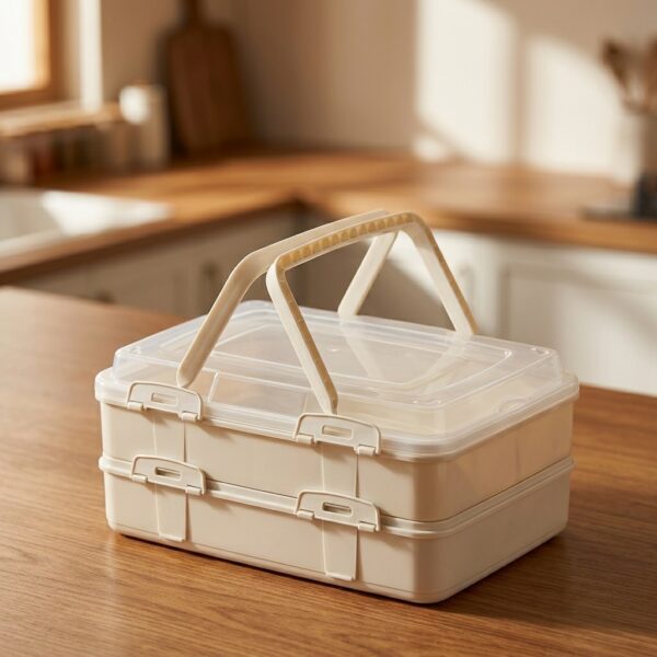 Qlux İki Katlı Pasta Börek Taşıma Kabı 42x29 cm – Dublex Saklama Kutusu