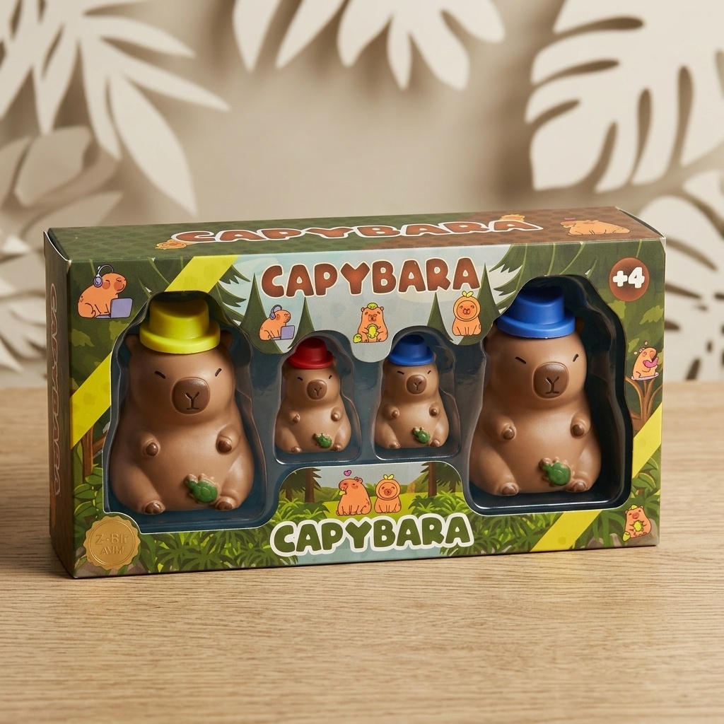 8694046219742.jpg 4'lü Capybara Figür Seti 2 Büyük 2 Küçük - Görsel 1