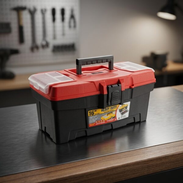 16 İnç Heavy Duty Plastik Takım Çantası Kırmızı Siyah ASR-4001