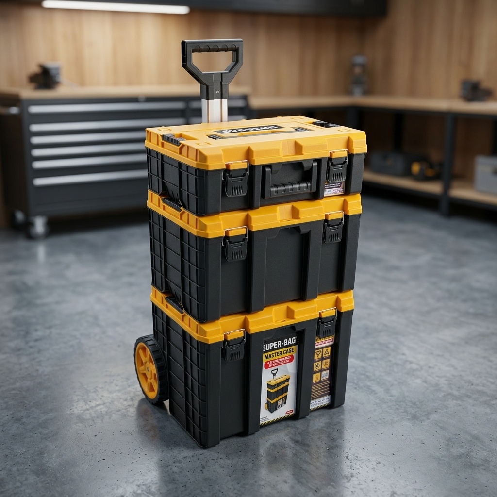 8696272011848.jpg Super Bag ASR-6030 3'lü Tekerlekli Modüler Master Case Alet Çantası Seti - Görsel 1