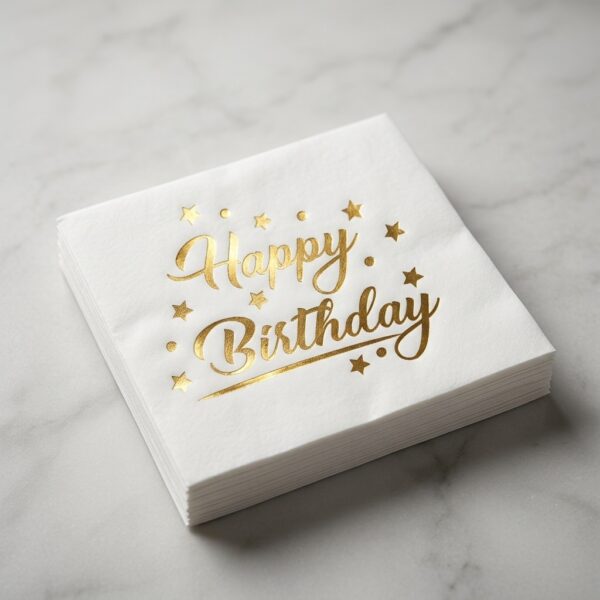 Happy Birthday Gold Varak Baskılı 16'lı Kağıt Peçete 33x33 cm