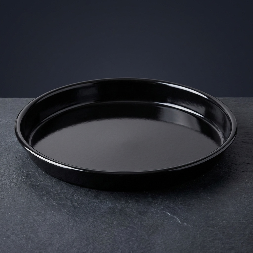 8697826136321.jpg ARC 32 cm Yuvarlak Emaye Tepsi - Siyah - Görsel 1