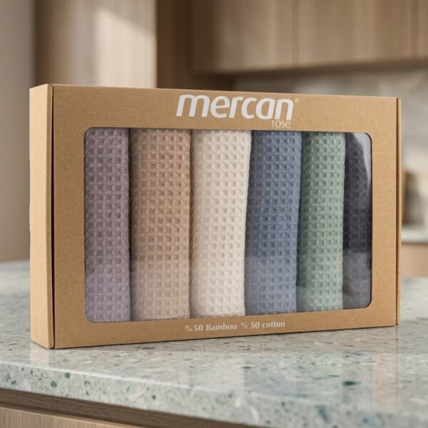 Mercan Rose 6'lı Bambu Waffle Mutfak Havlusu 40x60 cm