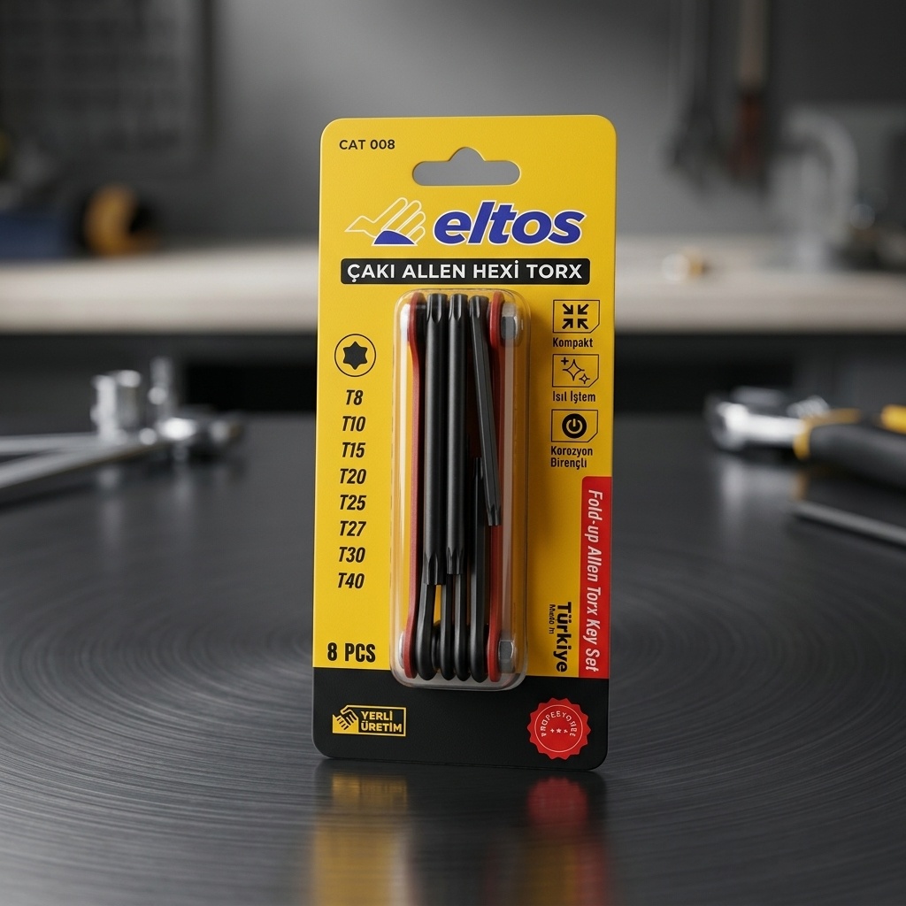 8698532268818.jpg Eltos CAT008 8 Parça Çakı Torx Alyan Seti - Görsel 1