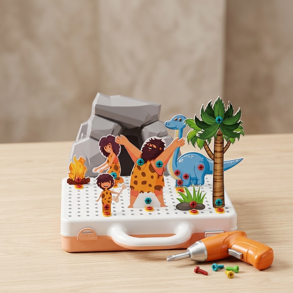 8698555799733.jpg Birlik Oyuncak 3D Creative Build Set Dinozor Temalı Sök Tak Matkaplı Yapı Oyuncakları - Görsel 1