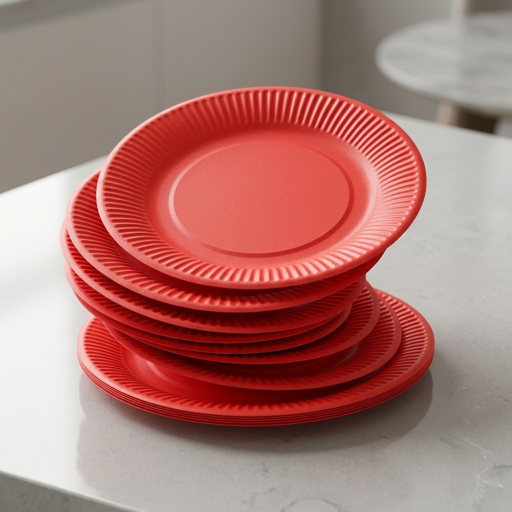 8698740311696.jpg Kırmızı Karton Tabak 23 cm 8'li Paket - Görsel 1