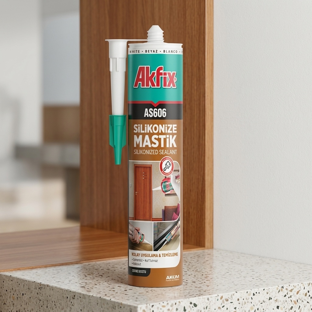 8699396016805.jpg Akfix AS606 Silikonize Akrilik Mastik 500 g Beyaz - Görsel 1