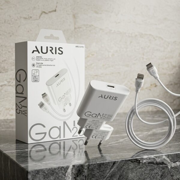 Auris ARS-CH70 25W GaN Type-C to Lightning Hızlı Şarj Cihazı Seti