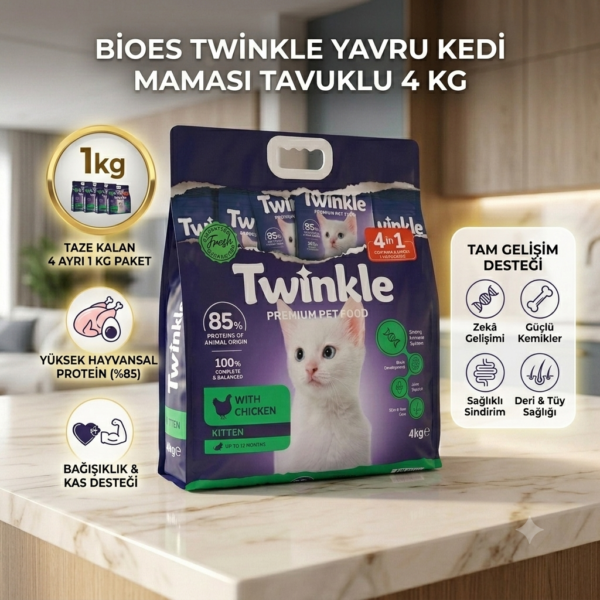 Bioes Twinkle Yavru Kedi Maması Tavuklu 4 Kg (4x1 Kg Paket)