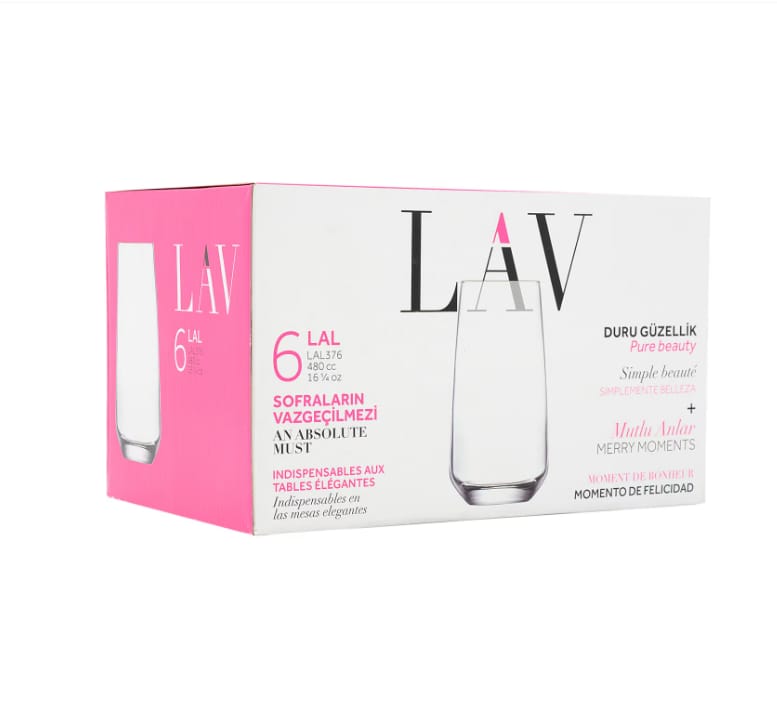 image1-1027 LAV Lal Cam Meşrubat Bardağı 6'lı 480 ml LAL376 - Görsel 1