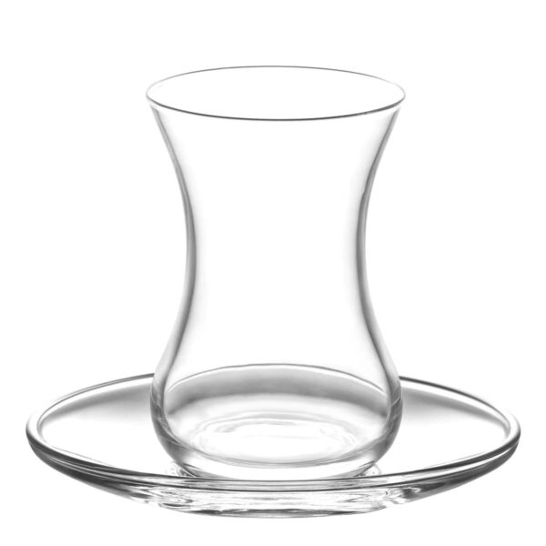 LAV Demet Cam Çay Seti 6 Kişilik 135 ml (6 Çay Bardağı, 6 Çay Tabağı)