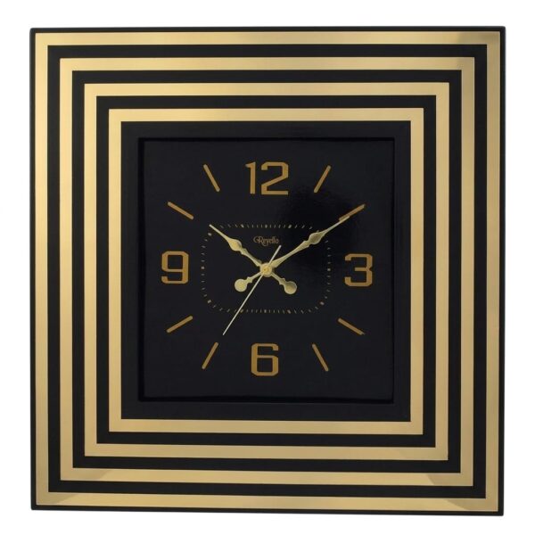 Revello 49x49 cm Dekoratif Kare Siyah Duvar Saati Modern Tasarım