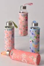 TOHANA H2O GÜL DESEN KILIFLI 500 ML CAM MATARA