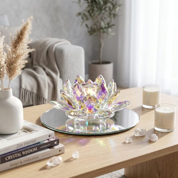 Kristal Lotus Çiçeği Dekoratif Obje Büyük Boy – Cam Biblo Süs Eşyası