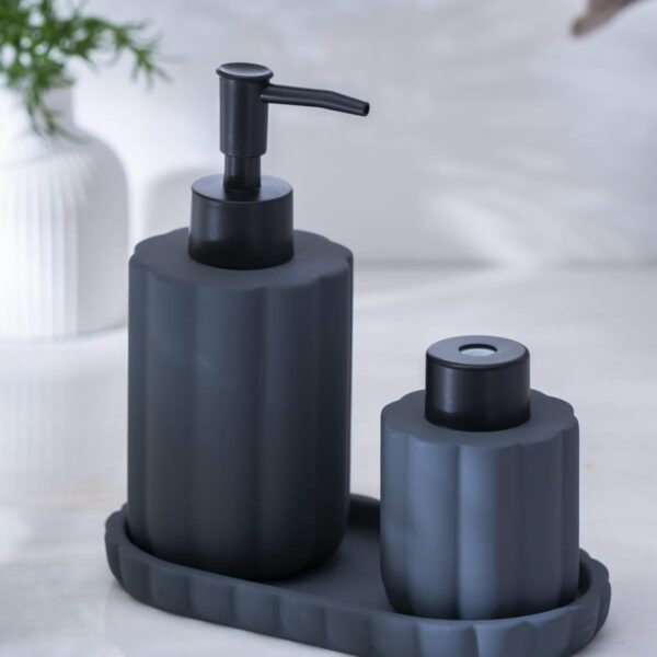 Acar Vega Sıvı Sabunluk Ve Kokuluk Seti 17 cm - Siyah SABJ-06991