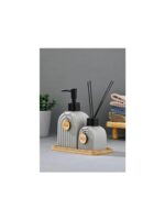 Cooker 2'li 320 ml Seramik Bambu Standlı Banyo Seti CKR3885