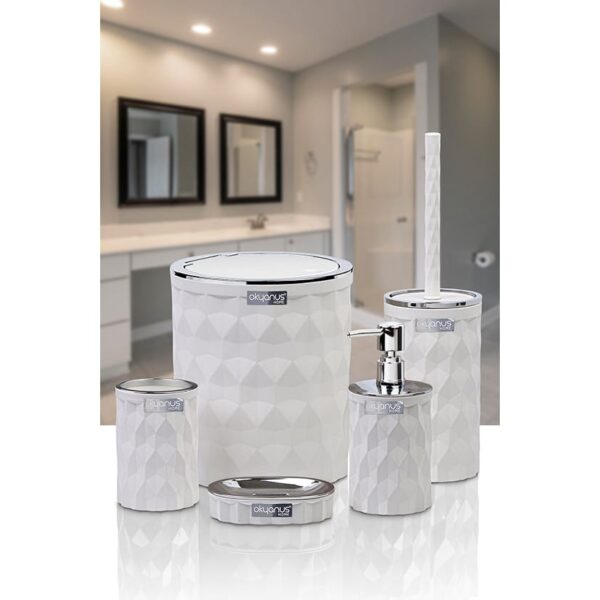 OKYANUS Diamond 5’li Banyo Seti Krom - Beyaz