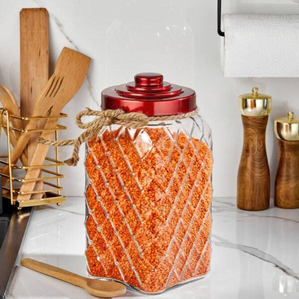 Cooker Nostalji 30 cm 3,9 Litre Kırmızı Vakum Kapaklı Cam Kavanoz 1 Adet CKR38