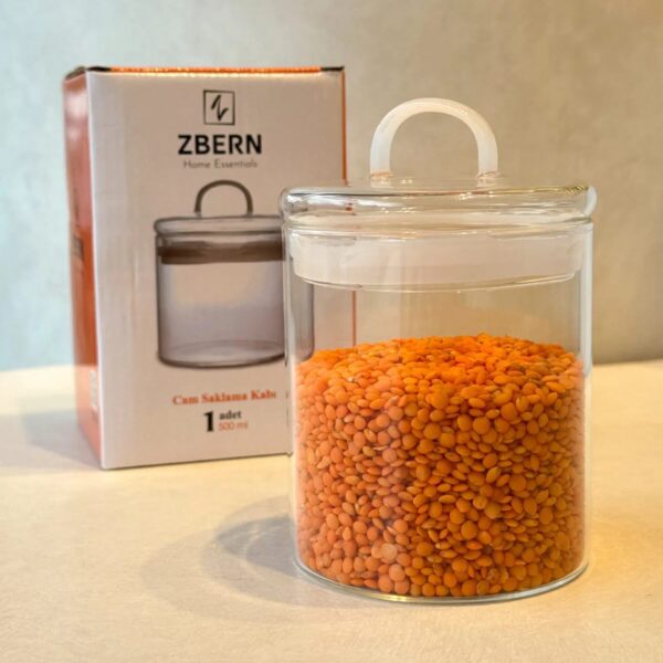 ZBERN Sızdırmaz Depolama Erzak Bakliyat Cam Saklama Kabı Çay Kahve Saklama Kutusu-500 ml
