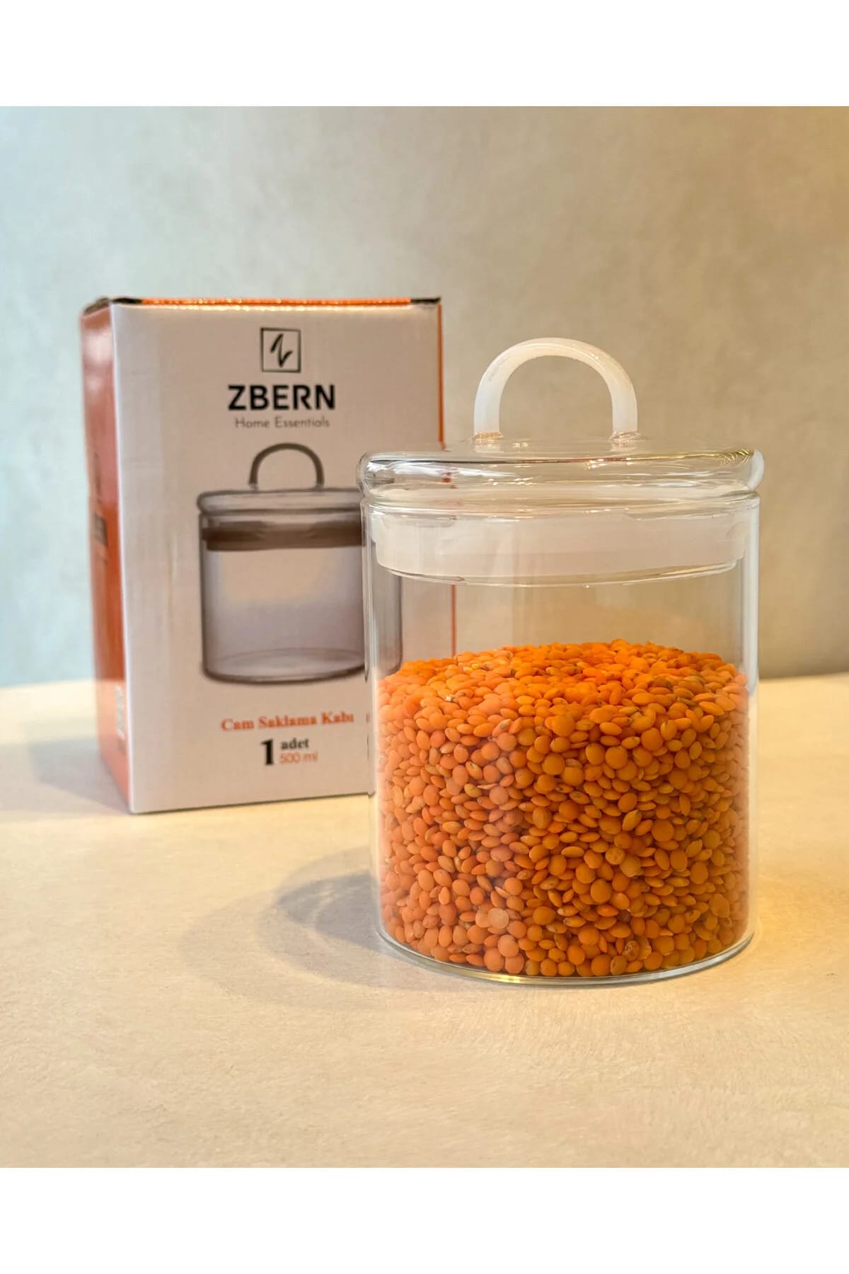 image1-1497 ZBERN Sızdırmaz Depolama Erzak Bakliyat Cam Saklama Kabı Çay Kahve Saklama Kutusu-500 ml - Görsel 1