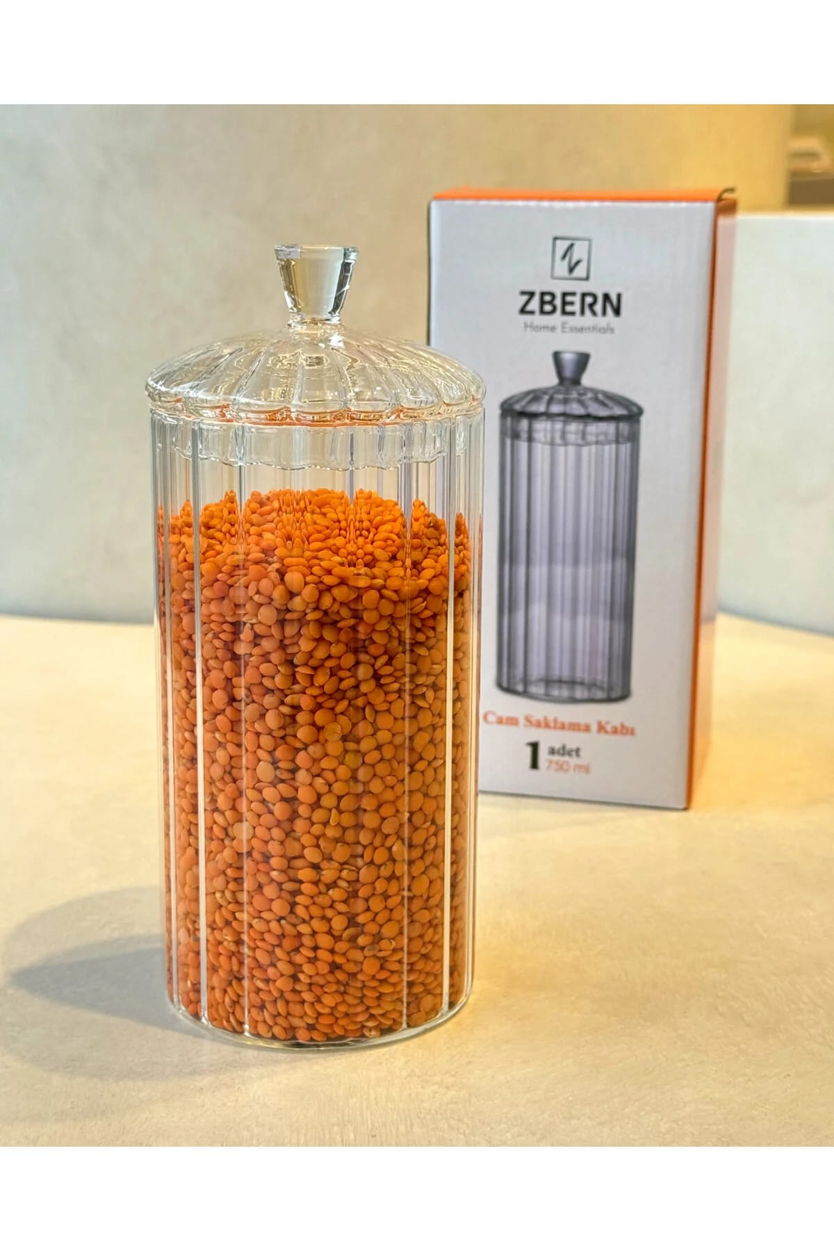image1-1500 ZBERN Cam Kapaklı Çay Şeker Kahve Tuz Kavanozu - 750 ml - Görsel 1