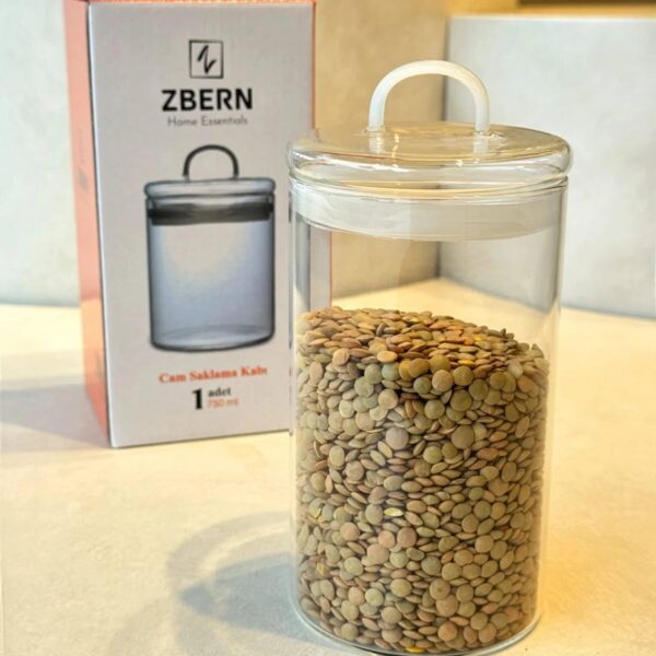 ZBERN Sızdırmaz Depolama Erzak Bakliyat Cam Saklama Kabı Çay Kahve Saklama Kutusu - 750 ml