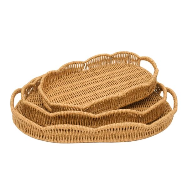 MIEN Oval Rattan Tepsi 3'lü Seti Doğal Hasır BB6072