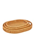 MIEN-483 Sentetik Rattan Oval Sunum Tepsisi 3'lü Set