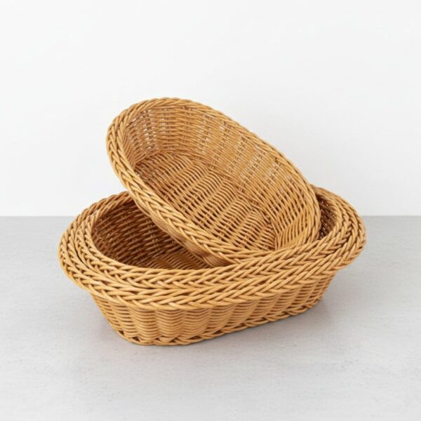 MIEN 1631 Oval Rattan 3'lü Ekmek Sepeti Seti