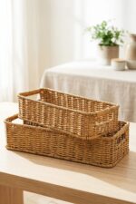 Mien BB6073 2'li Dikdörtgen Rattan Organizer Sepet