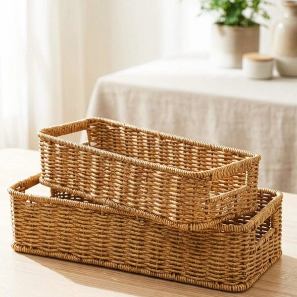 Mien BB6073 2'li Dikdörtgen Rattan Organizer Sepet