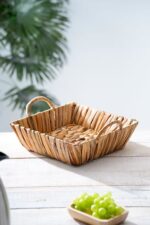 Acar Wicker Kare Hasır Ekmek Sepeti 26 cm