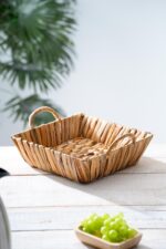 Acar Hasır Ekmek Sepeti Kulplu Kare 26 cm