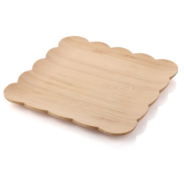 Mien 1617 Doğal Bambu Dalgalı Kare Servis Tabağı 24 cm