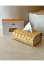 ZBERN Bambu Kutu Peçetelik Ahşap Peçete Kutusu 19x13x8 cm