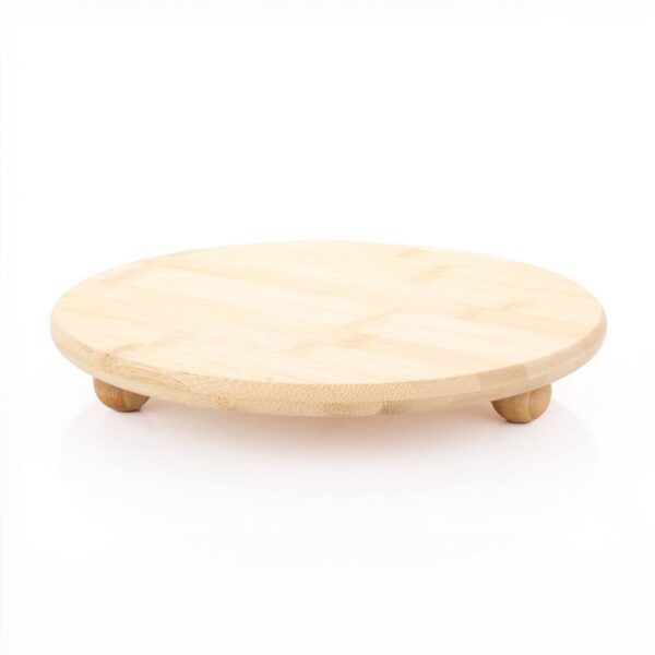Mien 27 cm Bambu Top Ayaklı Sunumluk Doğal Ahşap Servis Tabağı