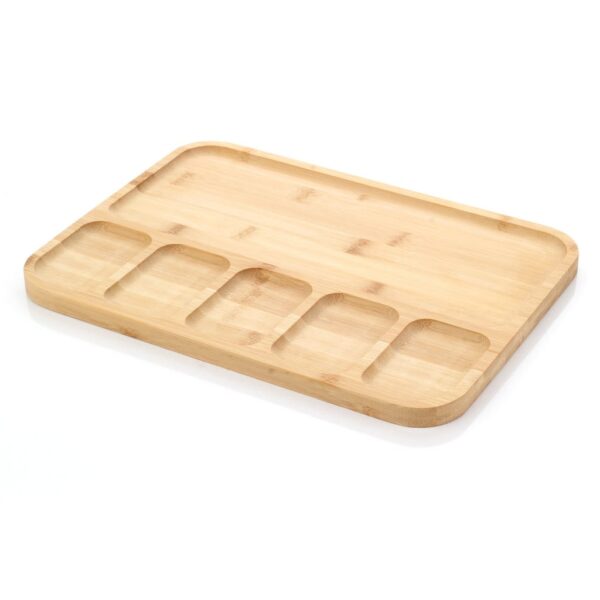 MIEN-613 Bölmeli Bambu Kahvaltı Tabağı Sunum Tepsisi 33x24 cm