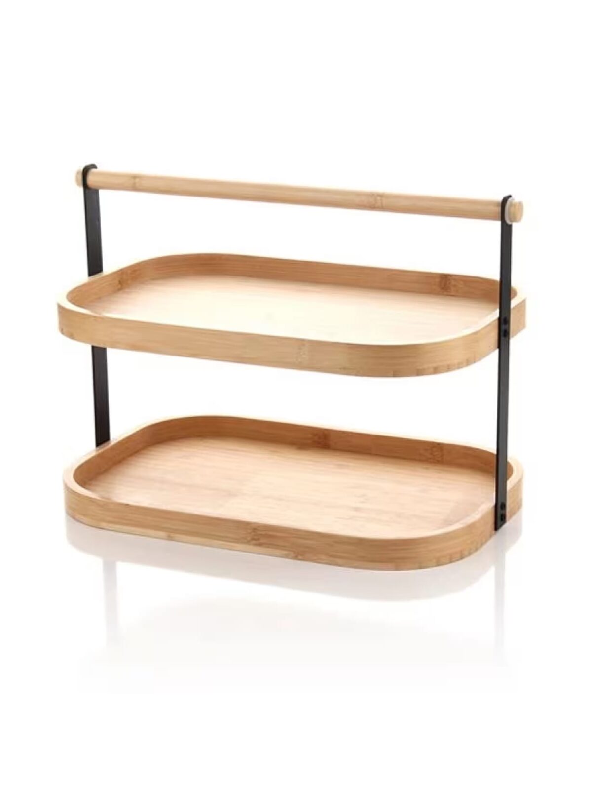 image1-1771 Mien Bambu 2 Katlı Stand 22 x 32 cm Siyah Metal Kulplu - Görsel 1