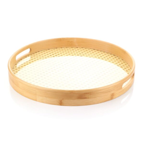 Mien MIEN-748 40 cm Yuvarlak Bambu Rattan Tepsi