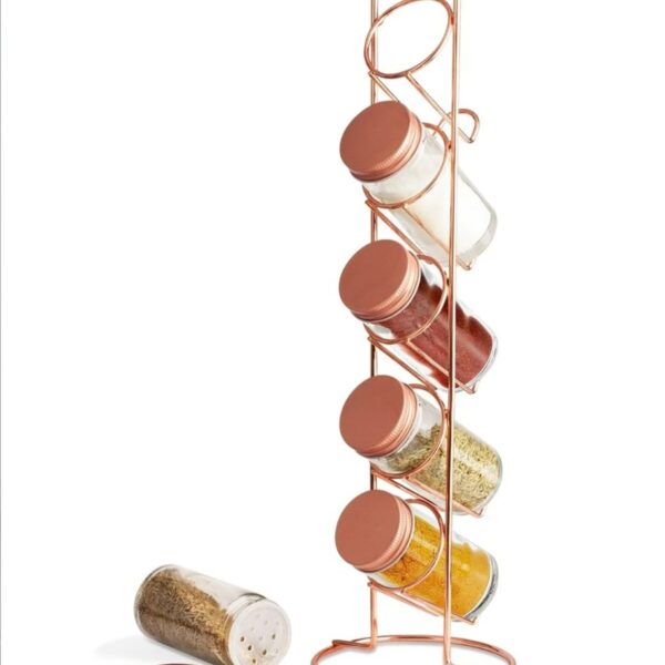 Tutku 5'li Rose Gold Metal Standlı Cam Baharatlık Seti 92 ml