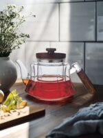 Paçi Ellie 1000 ml Akasya Ahşap Kapaklı ve Saplı Cam Demlik