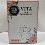 KRD Home Vita Isıya Dayanıklı Borosilikat Cam Çaydanlık 650+1500 ml