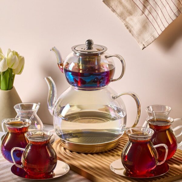 Perotti Keyf-i Ala Luster Premium 20 Parça İndüksiyon Tabanlı Borosilikat Çay Seti