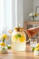 DELİSOGA Ateşe Dayanıklı Altın Kapaklı Cam Demlik 1600 ml