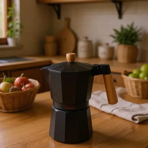 Taşev Bambum Garen 6 Fincan Siyah Moka Pot