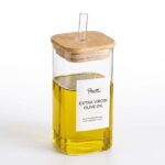 Perotti Cubes Borosilikat Cam Yağlık Bambu Kapaklı 350 ml 6x12 cm