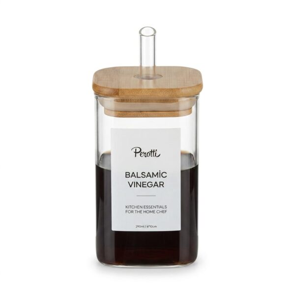 Perotti Cubes Borosilikat 290 ml Bambu Kapaklı Yağlık Sirkelik 6x10 cm