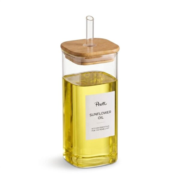 Perotti Cubes Borosilikat Cam Yağlık Bambu Kapaklı 430 ml