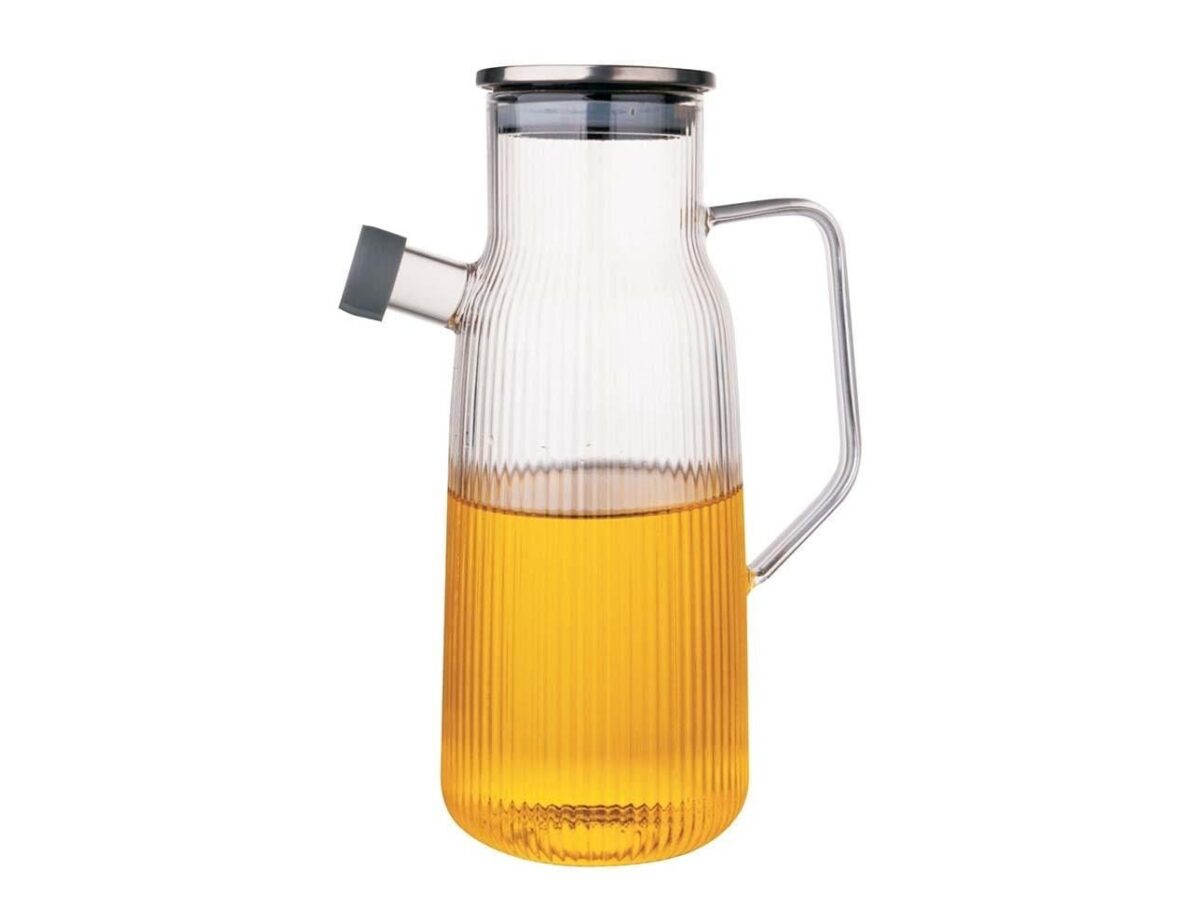 Mien GLA-07 Metal Kapaklı Oluklu Cam Yağdanlık 1000 ml - Görsel 1