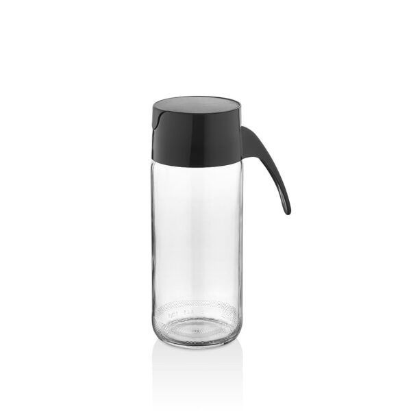 QLUX C-00413 Siyah Kapaklı Cam Yağdanlık ve Sirkelik 500 ml